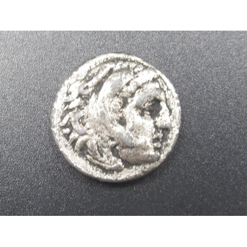 680 - Ancient Greek Alexander the Great Silver Tetradrachum Coin and 3 other ancient Greek coins (4)