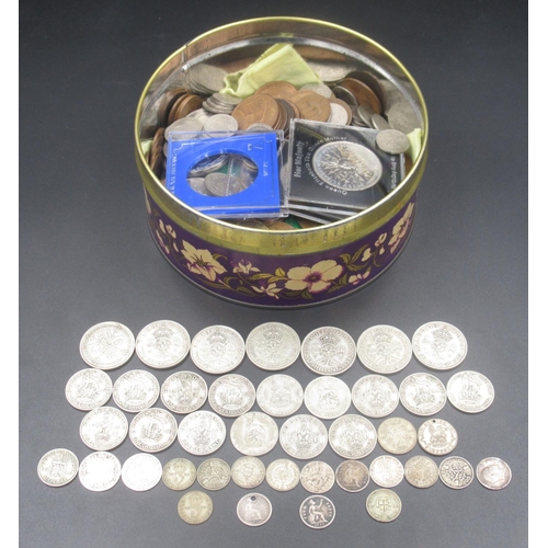 767 - Assorted collection of GB coinage to inc. Pre-1947 GB silver content (gross 6.2ozt)