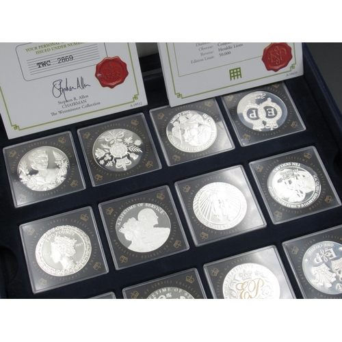 725 - Westminster - Lifetime of Service Silver Proof Coin Collection, 16 silver proof coins (3 accented wi... 