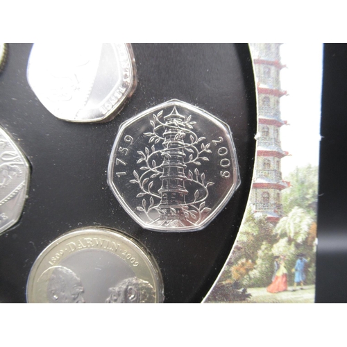 729 - United Kingdom Royal Mint brilliant uncirculated 2009 coin year set to include the Kew Garden 50p co... 