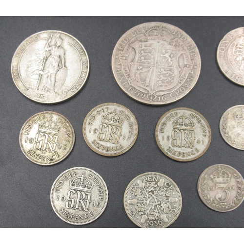 698 - Collection of Pre-1947 GB silver content coins to inc. 1819 Crown, 1836 4 pence and half-crowns, shi... 