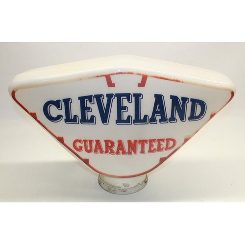 12 - Cleveland Guaranteed double sided glass petrol pump globe, H42cm W67cm D15cm