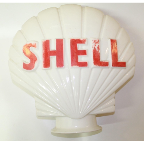19 - Shell double sided glass petrol pump globe, H44cm W44cm D17cm
