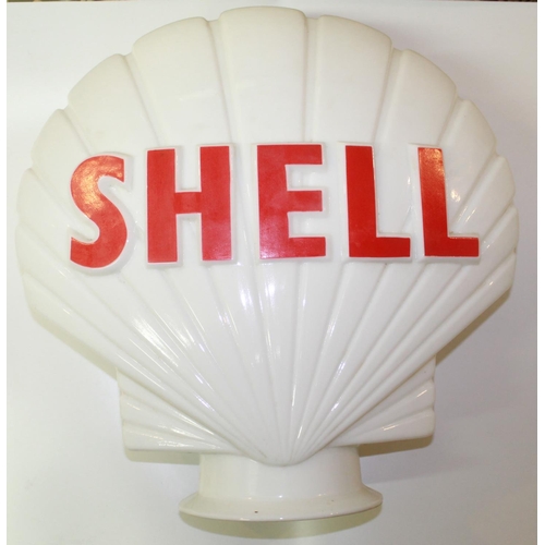 19 - Shell double sided glass petrol pump globe, H44cm W44cm D17cm