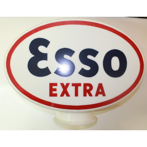 22 - Esso Extra double sided glass petrol pump globe, H38cm W51cm D19cm