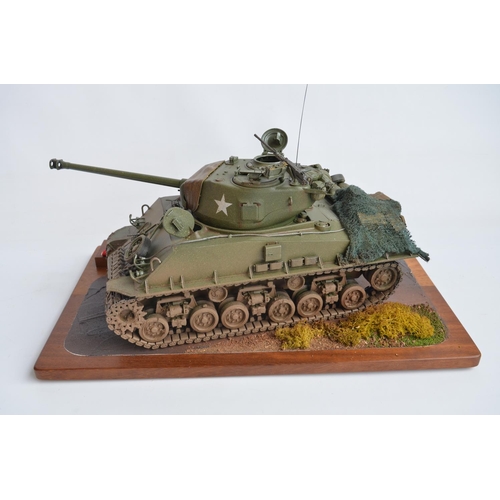 2 - Competently built 1/16 scale Trumpeter Sherman M4A3 Easy Eight (WWII) plastic model kit with 76mm gu... 