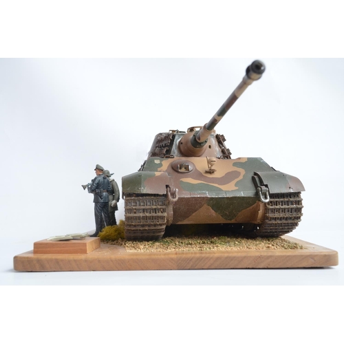 4 - Competently built 1/16 scale Trumpeter King Tiger plastic model kit with Henschel turret and full de... 