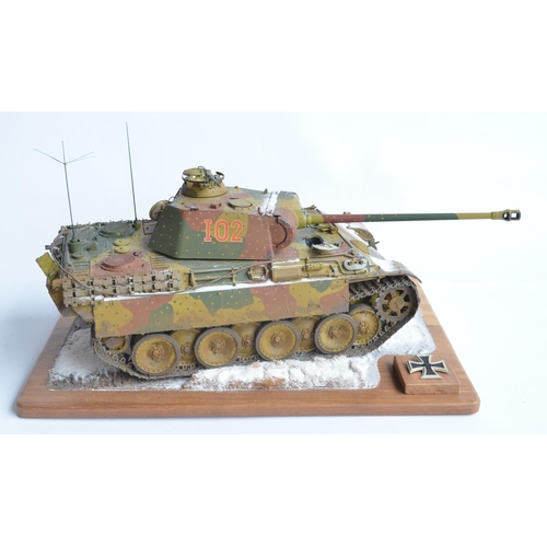 5 - Competently built 1/16 scale Trumpeter WWII German Army Panther plastic tank model with detailed cre... 