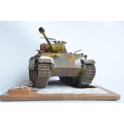 5 - Competently built 1/16 scale Trumpeter WWII German Army Panther plastic tank model with detailed cre... 
