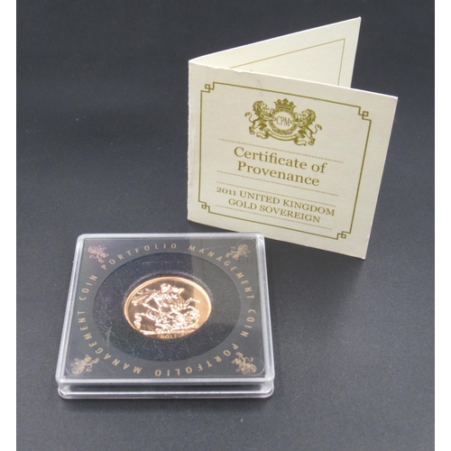 626 - Cased 2011 Sovereign, from Coin Portfolio Management with COA