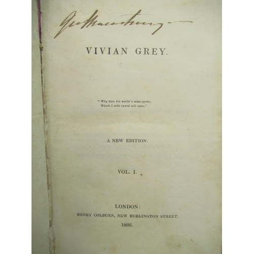 874 - Benjamin Disraeli, Vivian Grey, Henry Colburn, 1826 & 1827 in 5 volumes, hardbacks