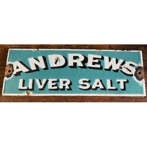 87C - Vintage Andrew’s Liver Salt advertising enamel sign. 30cm x 10cm.