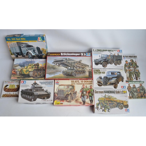 14 - Collection of 11 unstarted 1/35 scale WWII German armour and crew plastic model kits/sets from Tamiy... 