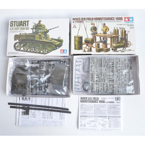 18 - Eight unstarted 1/35 scale WWII US armour plastic model kits/sets from Tamiya and Italeri to include... 