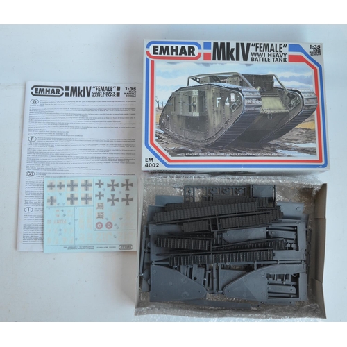 31 - Four unbuilt 1/35 scale WW1 British tank plastic model kits from Emhar, 3 still factory sealed to in... 