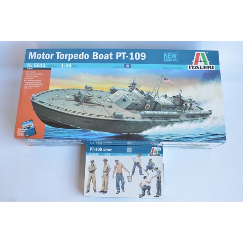 32 - Unbuilt Italeri 1/35 scale 5613 PT-109 motor torpedo boat plastic model kit (sprue and accessory bag... 