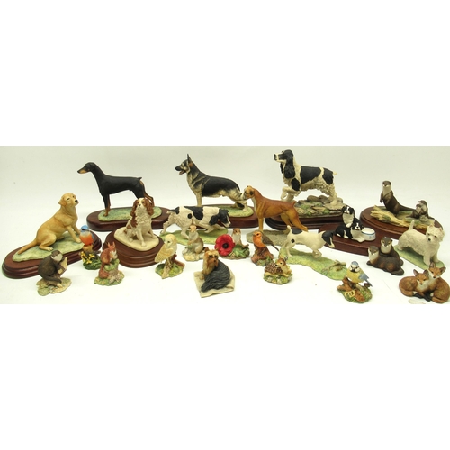 261 - Border Fine Arts dogs and wildlife figures, larger models of various dog breeds and 12 miniatures of... 