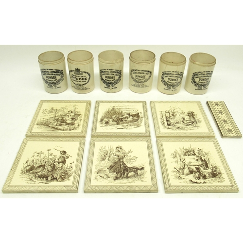 262 - Six Minton Hollins Victorian pictural tiles depicting children in the countryside, 15x15cm, and six ... 