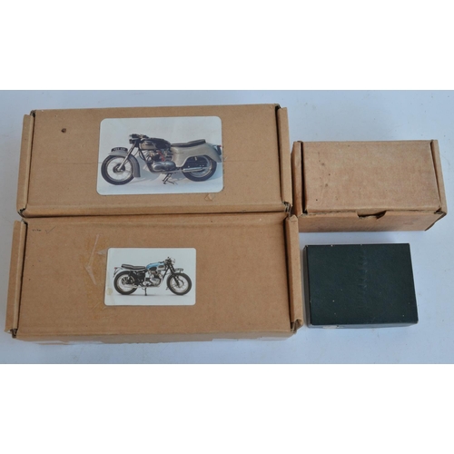 57 - Four unbuilt white metal/mixed media motorbike model kits to include S.A.M.S. small scale Classic Am... 