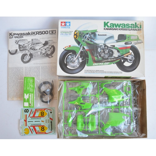 66 - Four unbuilt 1/12 scale plastic model motorcycle kits from Tamiya to include 14012 Kawasaki KR1000F ... 