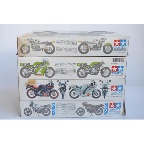 66 - Four unbuilt 1/12 scale plastic model motorcycle kits from Tamiya to include 14012 Kawasaki KR1000F ... 