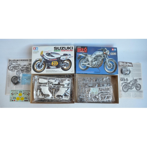 67 - Four unbuilt 1/12 scale plastic model motorcycle kits from Tamiya to include 14009 Suzuki RGB500 Tea... 