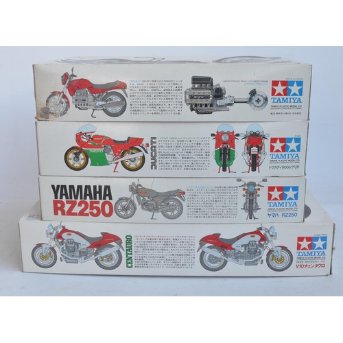 68 - Four unbuilt 1/12 scale plastic model motorcycle kits from Tamiya to include 14069 Moto Guzzi V10 Ce... 