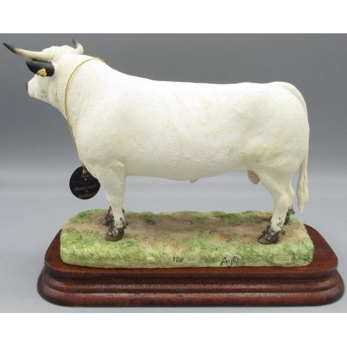 348 - Border Fine Arts, White Park Bull by Ray Ayres, B1665, limited edition 128/350 with certificate, H17... 