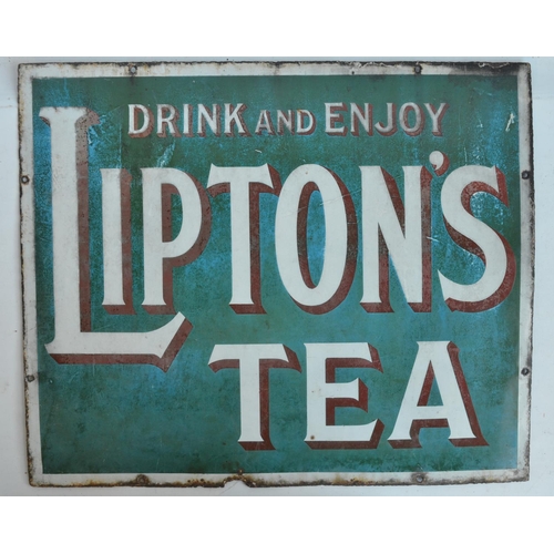 64 - Single sided plate steel enamel advertising sign for Lipton's Tea 