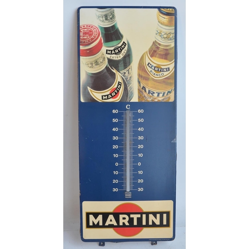 66 - Single sided lipped pressed steel plate printed (not enamel) Martini advertising sign with thermomet... 