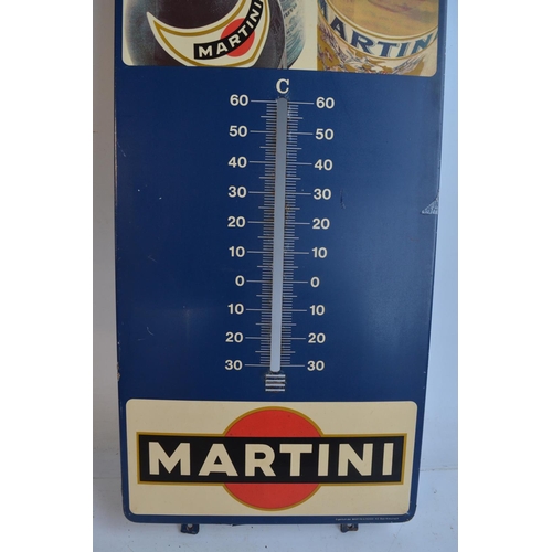 66 - Single sided lipped pressed steel plate printed (not enamel) Martini advertising sign with thermomet... 