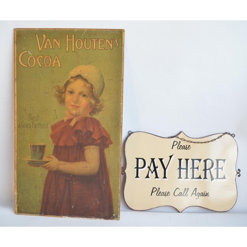 70 - Attractive vintage advertising poster for Van Houten's Cocoa by S Trenner & Son (42.5x73.5cm) and do... 