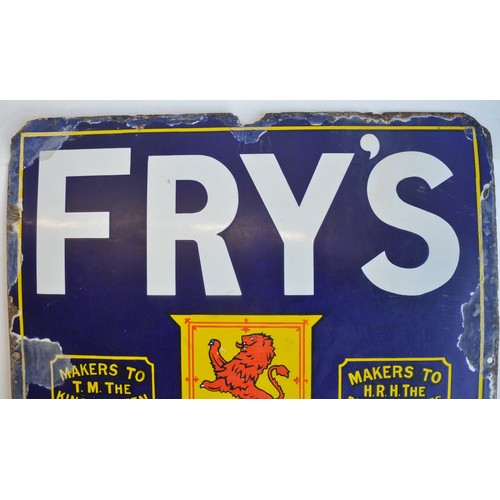 72 - Single sided plate steel enamel advertising sign for Fry's Cocoa (some restoration to artwork, see p... 