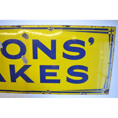 76 - Single sided plate steel enamel advertising sign for Lyons' Cakes, 122x45.5cm