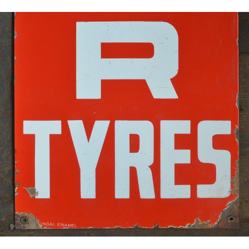 78 - Enamel steel plate advertising sign for Road Finder Tyres, 152.5x30.5cm