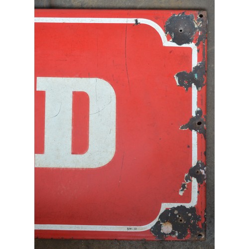 80 - Lipped enamel steel plate advertising sign for Mansfield, 181.5x44.2cm