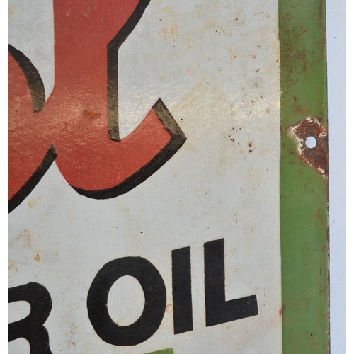 81 - Enamel steel plate advertising sign for Wakefield Patent Castrol Motor Oil, 75x51cm