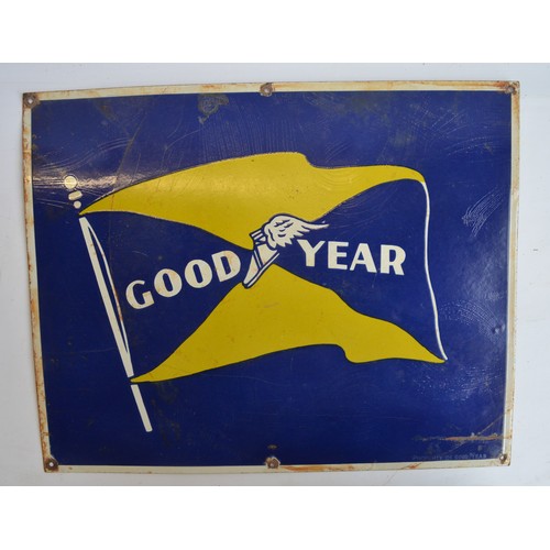 82 - Enamel steel plate advertising sign for Goodyear, 63.5x50.5cm