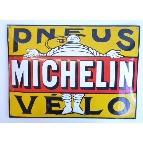 83 - Pneus Michelin Velo bulged enamel steel plate advertising sign, 55x39.5cm