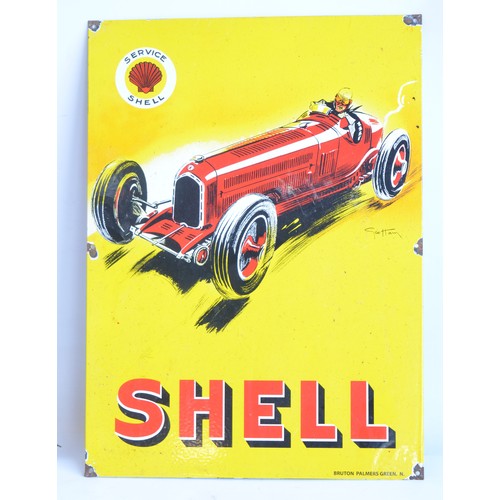 84 - Enamel steel plate advertising sign for Service Shell, 54.5x40cm