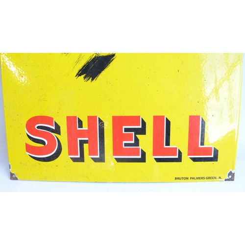 84 - Enamel steel plate advertising sign for Service Shell, 54.5x40cm