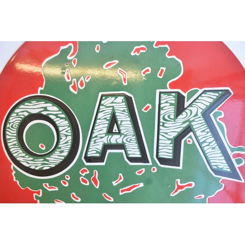 85 - Circular enamel steel plate advertising sign for Oak Motor Oil, diameter 76cm