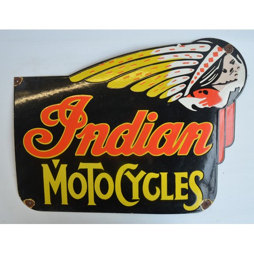 86 - Enamel steel plate advertising sign for Indian Motorcycles, 61x45.5cm