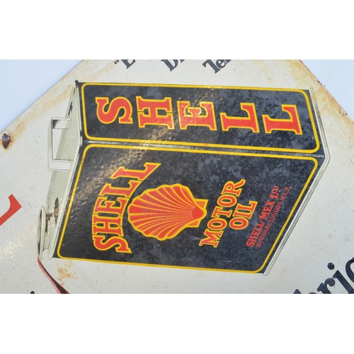 87 - Enamel steel plate advertising sign for Shell Motor Lubricating Oil, 50x33cm