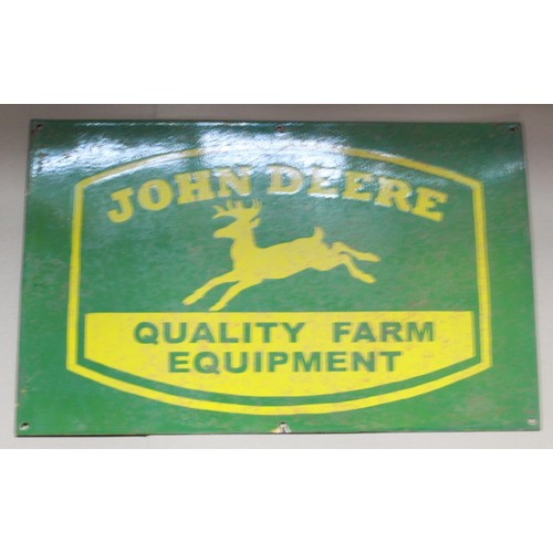 88 - Single sided enamel sign. 'John Deere Quality Farm Equipment' 61cmx38