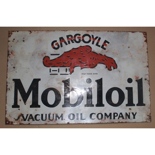 90 - Single sided enamel sign 'Gargoyle Moblioil Vacuum oil Company' 55cmx36cm