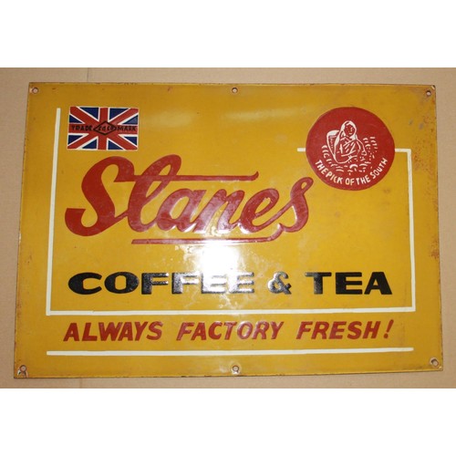 91 - Single sided enamel sign ' Stanes Coffee and Tea' 51cmx36cm