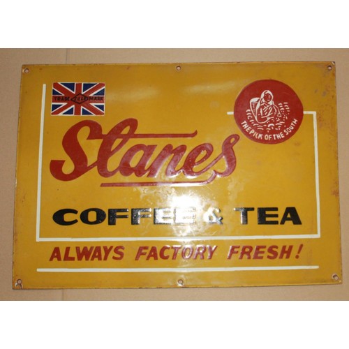 91 - Single sided enamel sign ' Stanes Coffee and Tea' 51cmx36cm