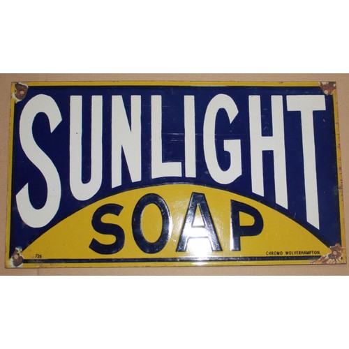 93 - Single sided enamel sign 'Sunlight soap'