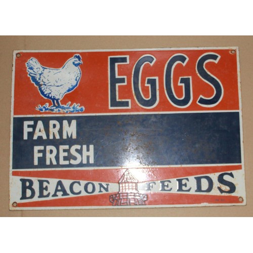 95 - Single sided Enamel sign ' BEACON FEEDS' 41cmX29cm